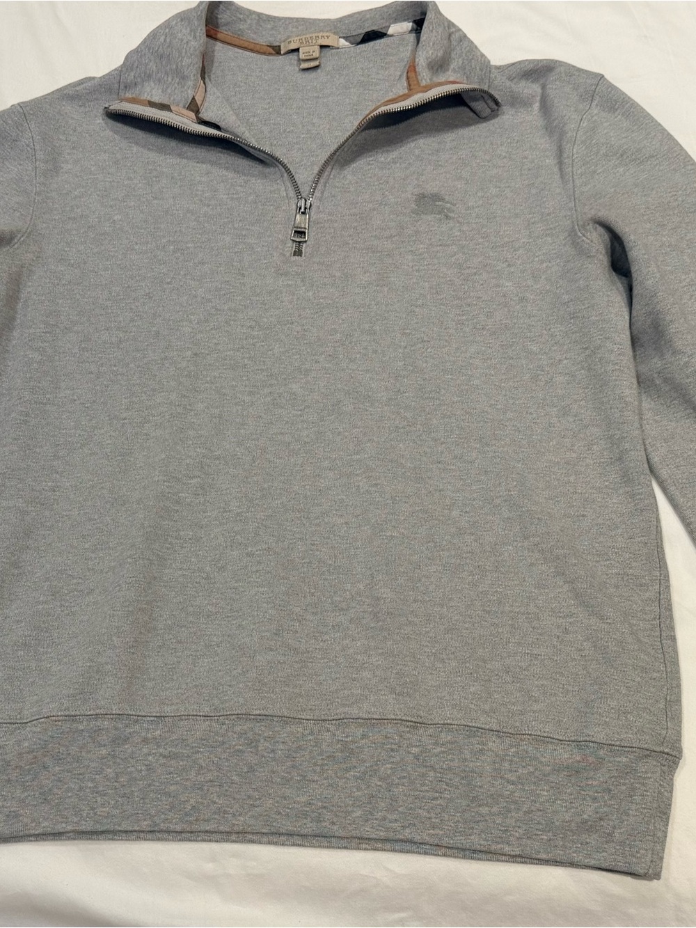 Burberry Light Gray Men’s Half-Zip Sweatshirt